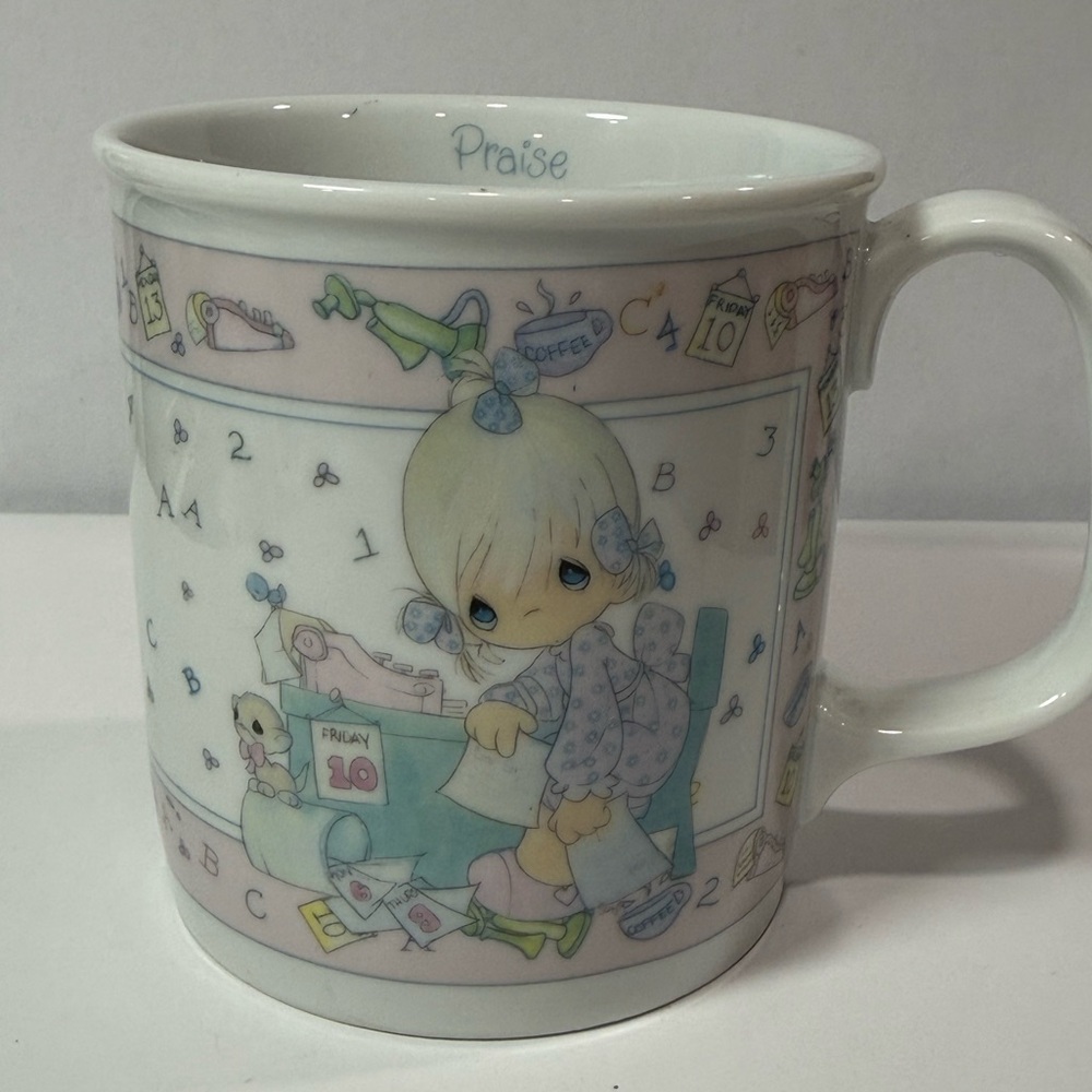 Vintage 1991 Enesco Precious Moments “Praise The Lord Anyhow” Coffee Mug